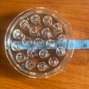 Clear Glass Flower Frog for Ikebana 5.25” diameter 1.2” high vintage 1960’s